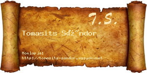 Tomasits Sándor névjegykártya
